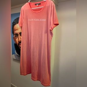 Womens Light Pink Calvin Klein T-Shirt Dress - Size L